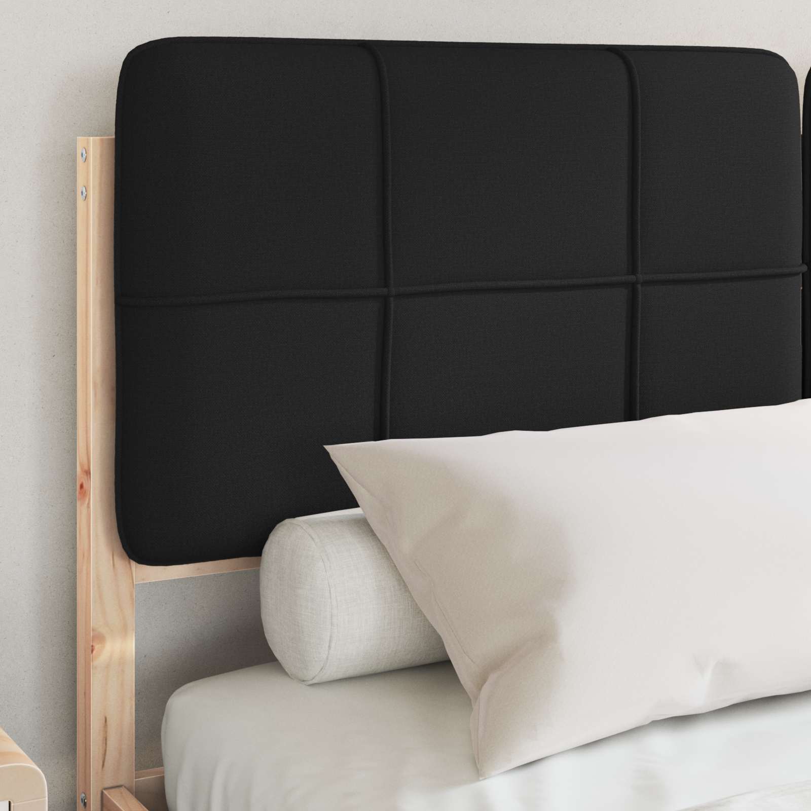 Σκελετός Κρεβατιού με Επενδεδυμένο Κεφαλάρι Μαύρο 140 x 190 cm