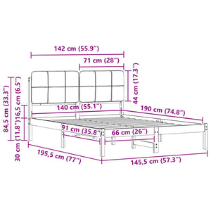 Σκελετός Κρεβατιού με Επενδεδυμένο Κεφαλάρι Taupe 140 x 190 cm