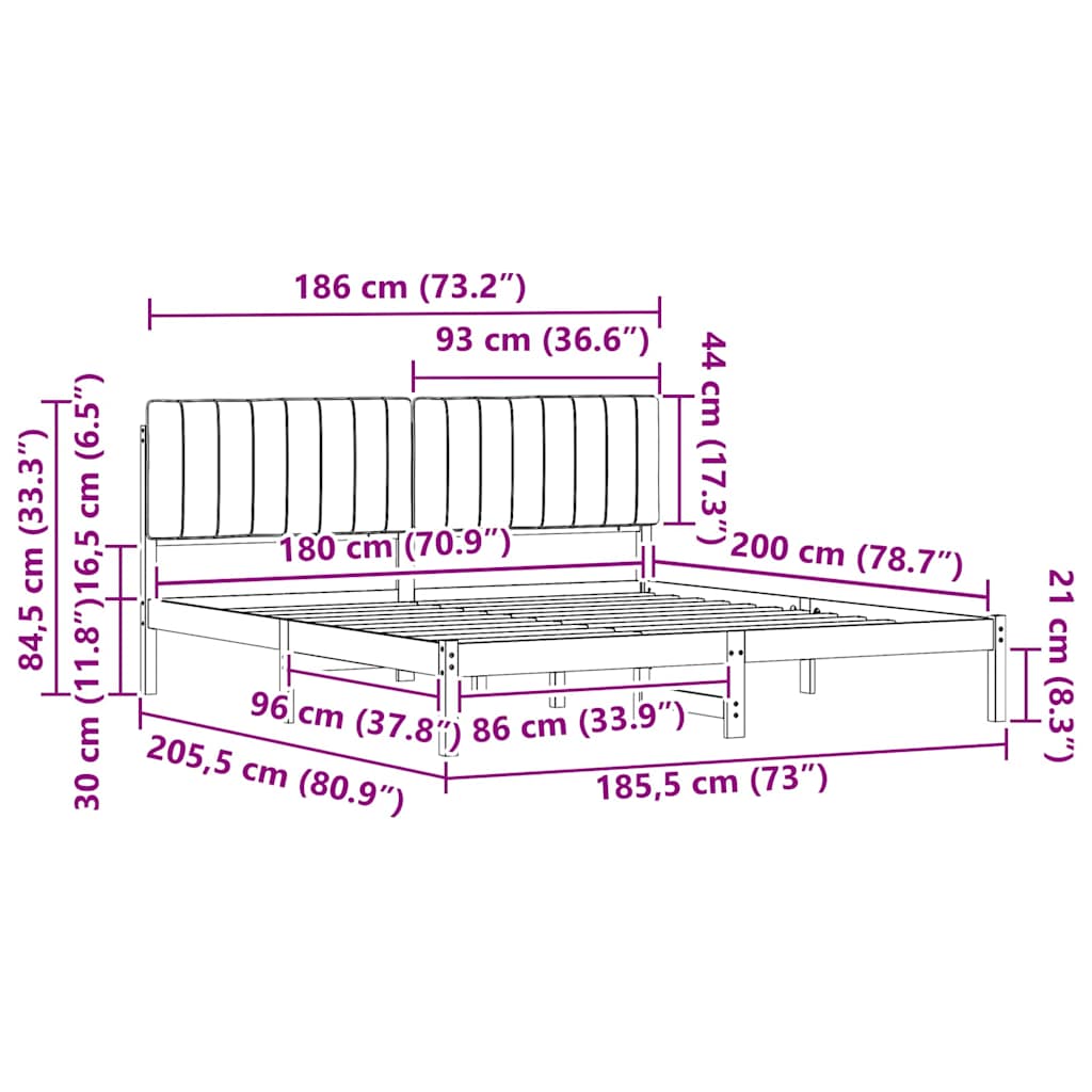 Σκελετός Κρεβατιού με Επενδεδυμένο Κεφαλάρι Ανοιχτό γκρι
