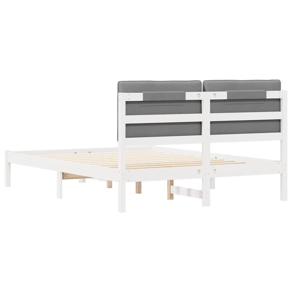 Σκελετός Κρεβατιού με Επενδεδυμένο Κεφαλάρι Ανοιχτό γκρι