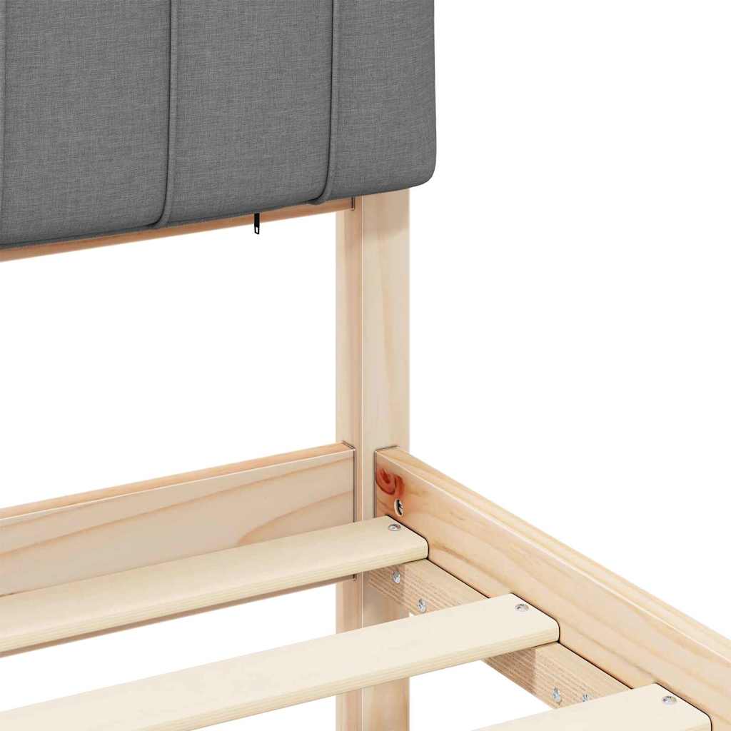 Σκελετός Κρεβατιού με Επενδεδυμένο Κεφαλάρι Ανοιχτό γκρι