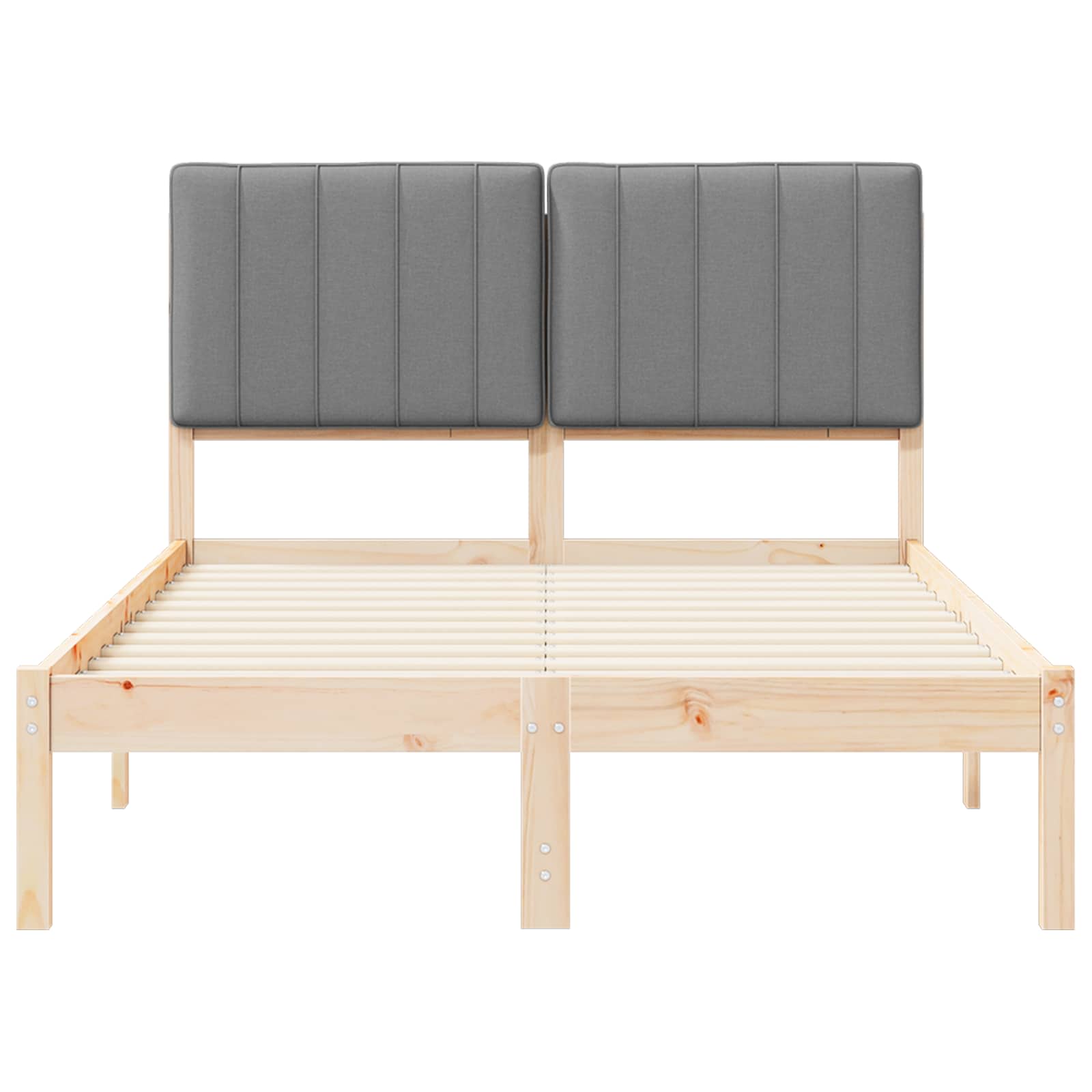 Σκελετός Κρεβατιού με Επενδεδυμένο Κεφαλάρι Ανοιχτό γκρι