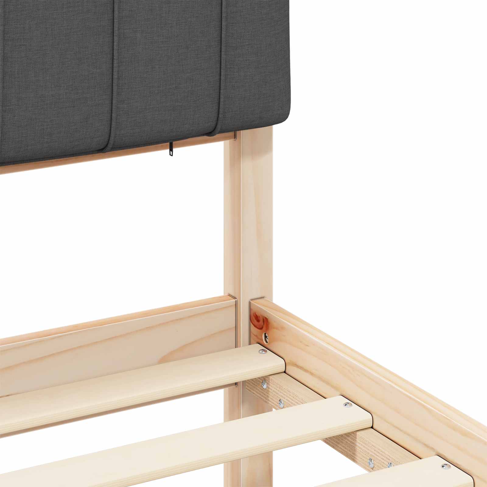 Σκελετός Κρεβατιού με Επενδεδυμένο Κεφαλάρι Σκούρο Γκρι