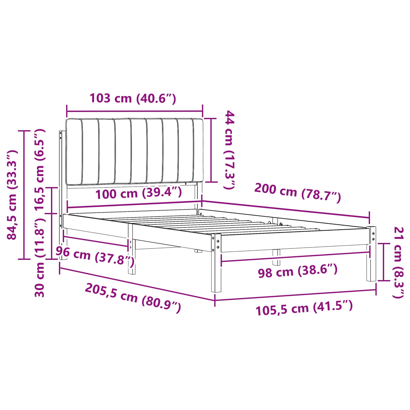 Σκελετός Κρεβατιού με Επενδεδυμένο Κεφαλάρι Σκούρο Γκρι