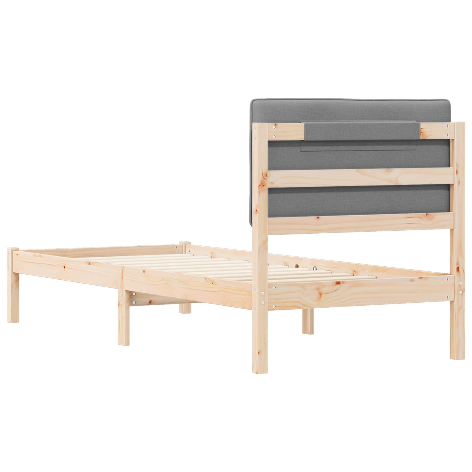 Σκελετός Κρεβατιού με Επενδεδυμένο Κεφαλάρι Ανοιχτό γκρι