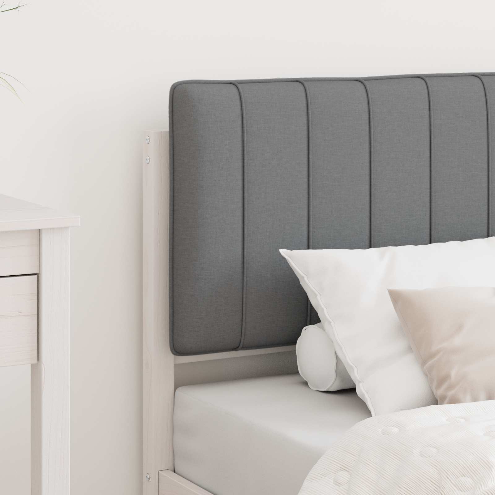Σκελετός Κρεβατιού με Επενδεδυμένο Κεφαλάρι Ανοιχτό γκρι