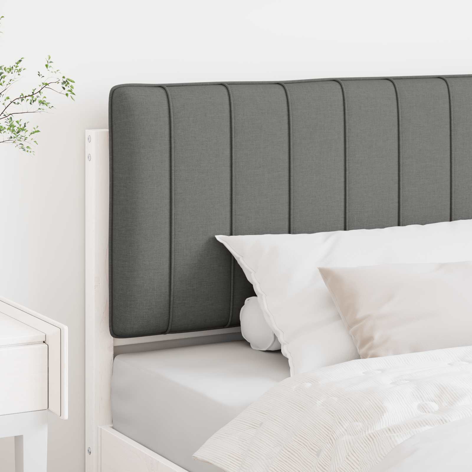 Ταπετσαρισμένο κεφαλάρι Λευκό και Ανοιχτό Γκρι 100 cm