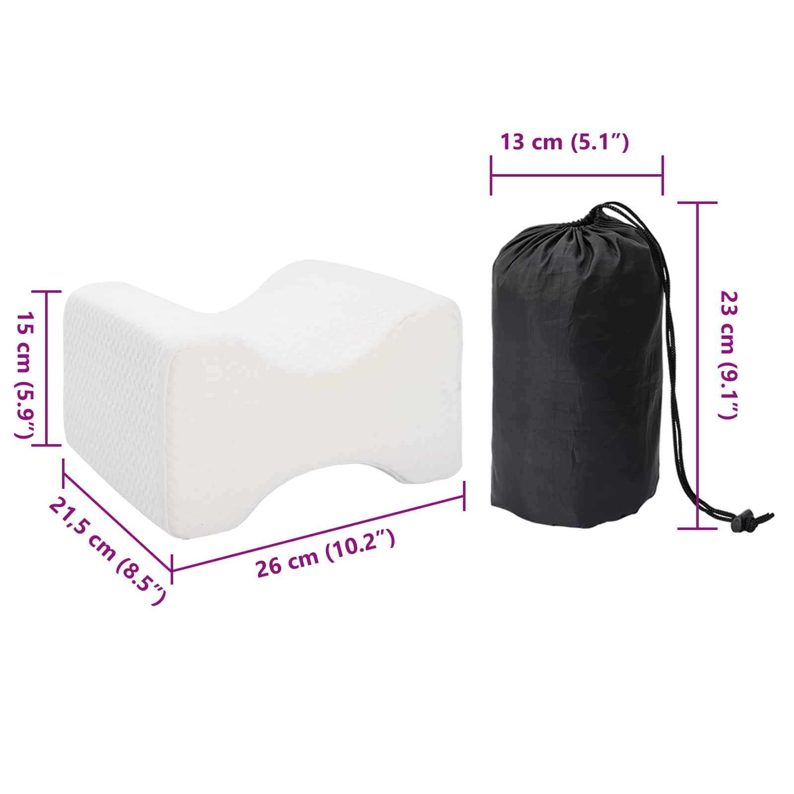 Knee Pillow Λευκός Αφρός μνήμης και Πολυεστέρας - Pakobazaar