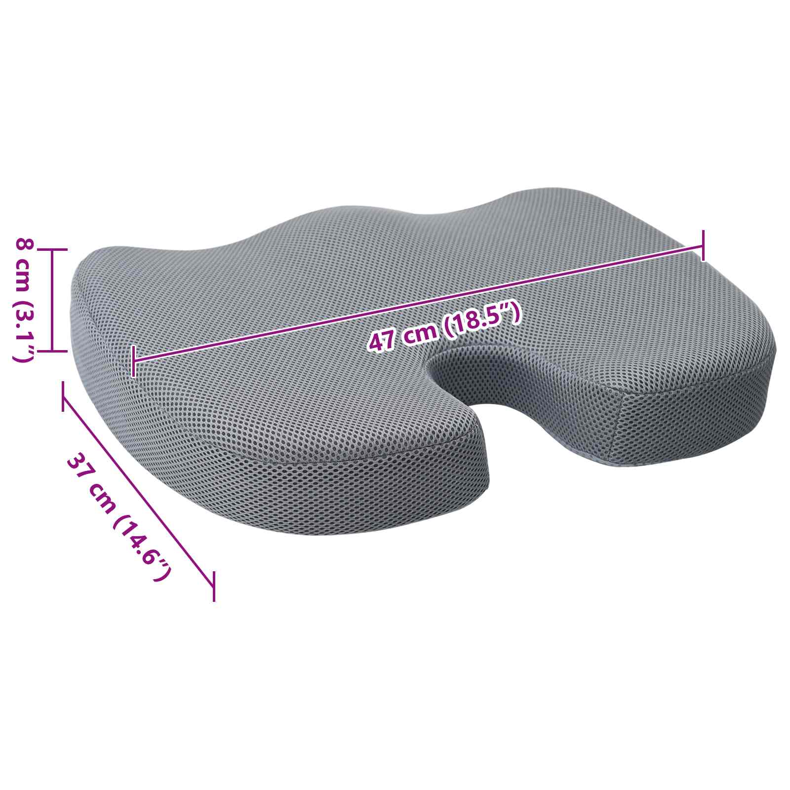 Μαξιλάρια Καθίσματος Μονόχρωμο Γκρι 47 x 37 x 8 εκ Αφρός Μνήμης - Pakobazaar