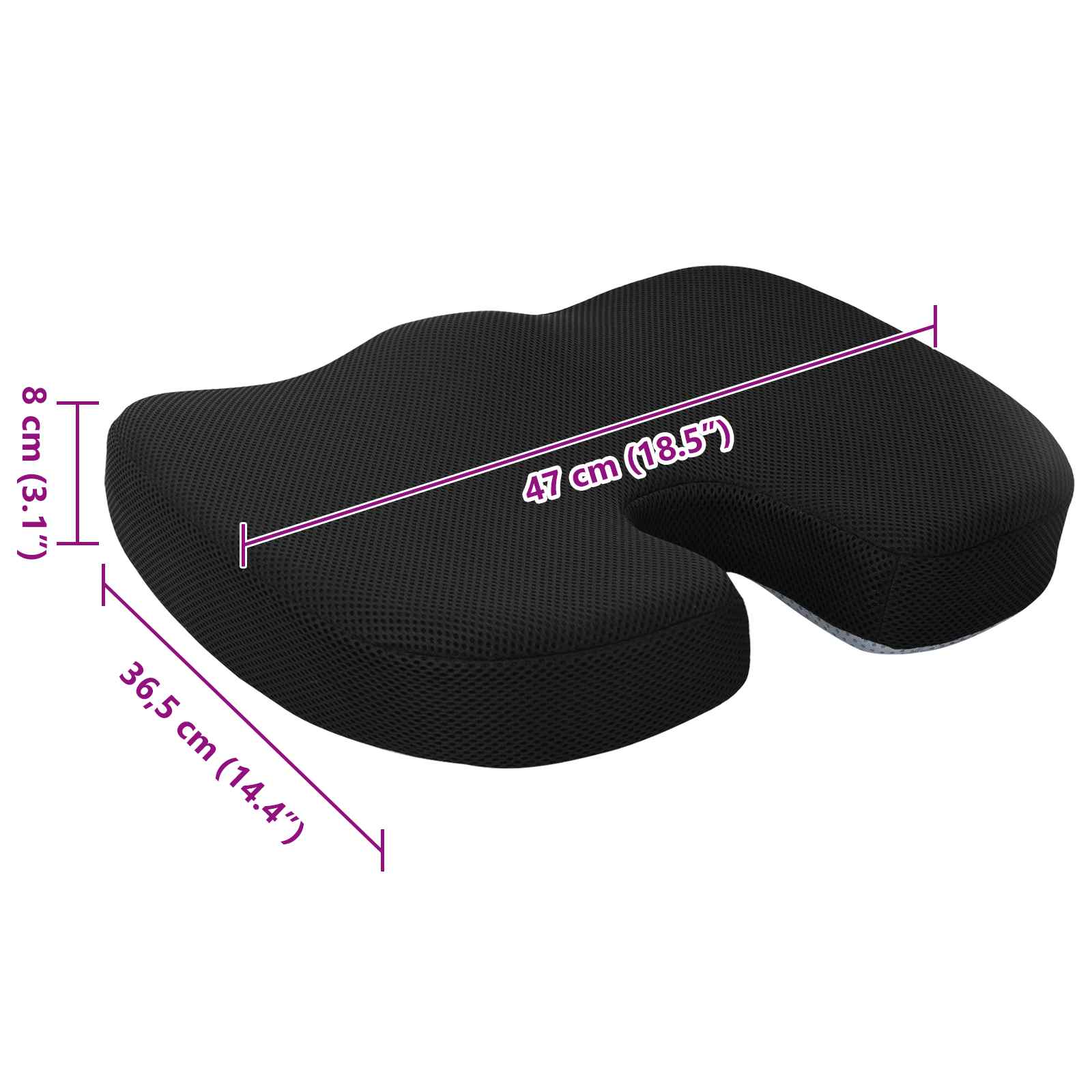 Μαξιλάρια Καθίσματος Μαύρο 47 x 36,5 x 8 εκ Αφρός Μνήμης - Pakobazaar