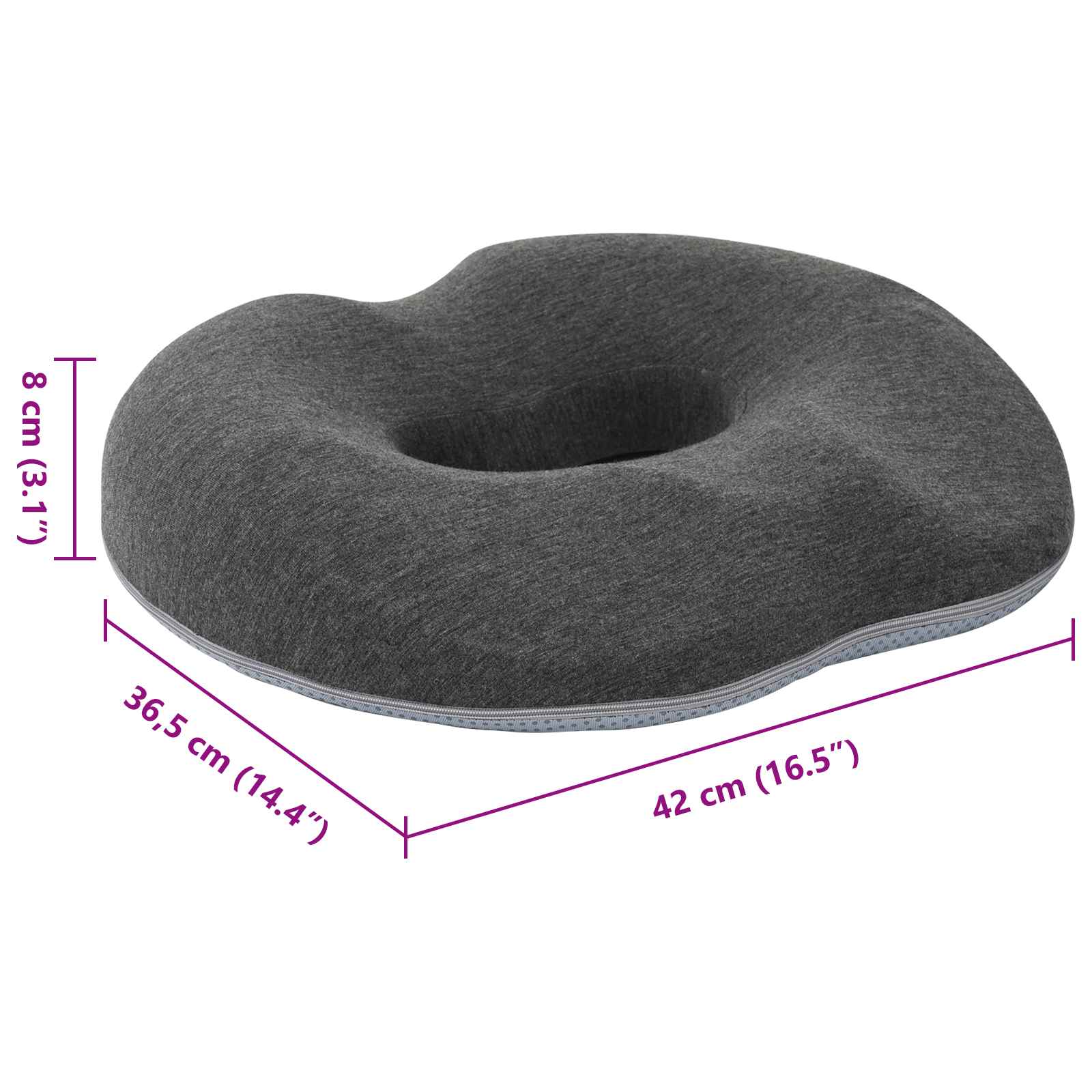 Μαξιλάρια Καθίσματος Σκούρο Γκρι 42 x 36,5 x 8 εκ. Αφρός Μνήμης - Pakobazaar