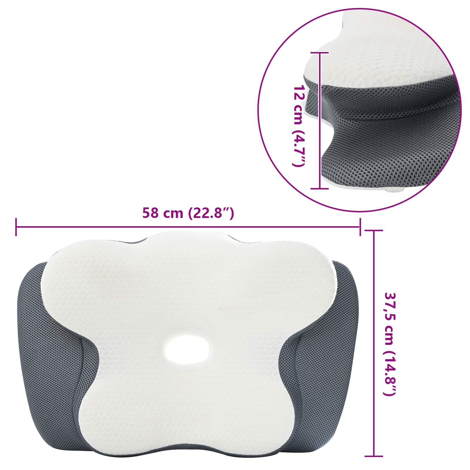 Μαξιλάρι λαιμού Μονόχρωμο Λευκός 58 x 37,5 x 12 εκ Αφρός Μνήμης - Pakobazaar
