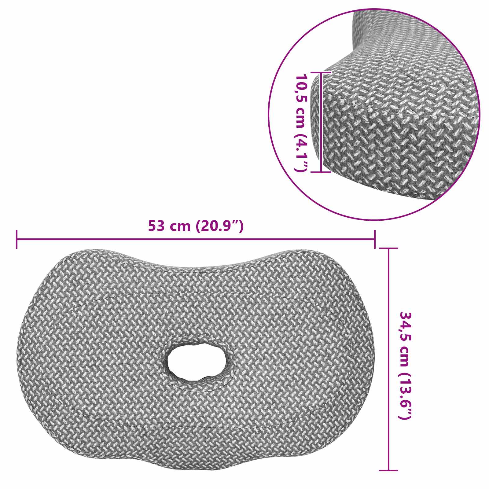 Μαξιλάρι λαιμού Γκρι 53 x 34,5 x 10,5 εκ. Αφρός Μνήμης - Pakobazaar