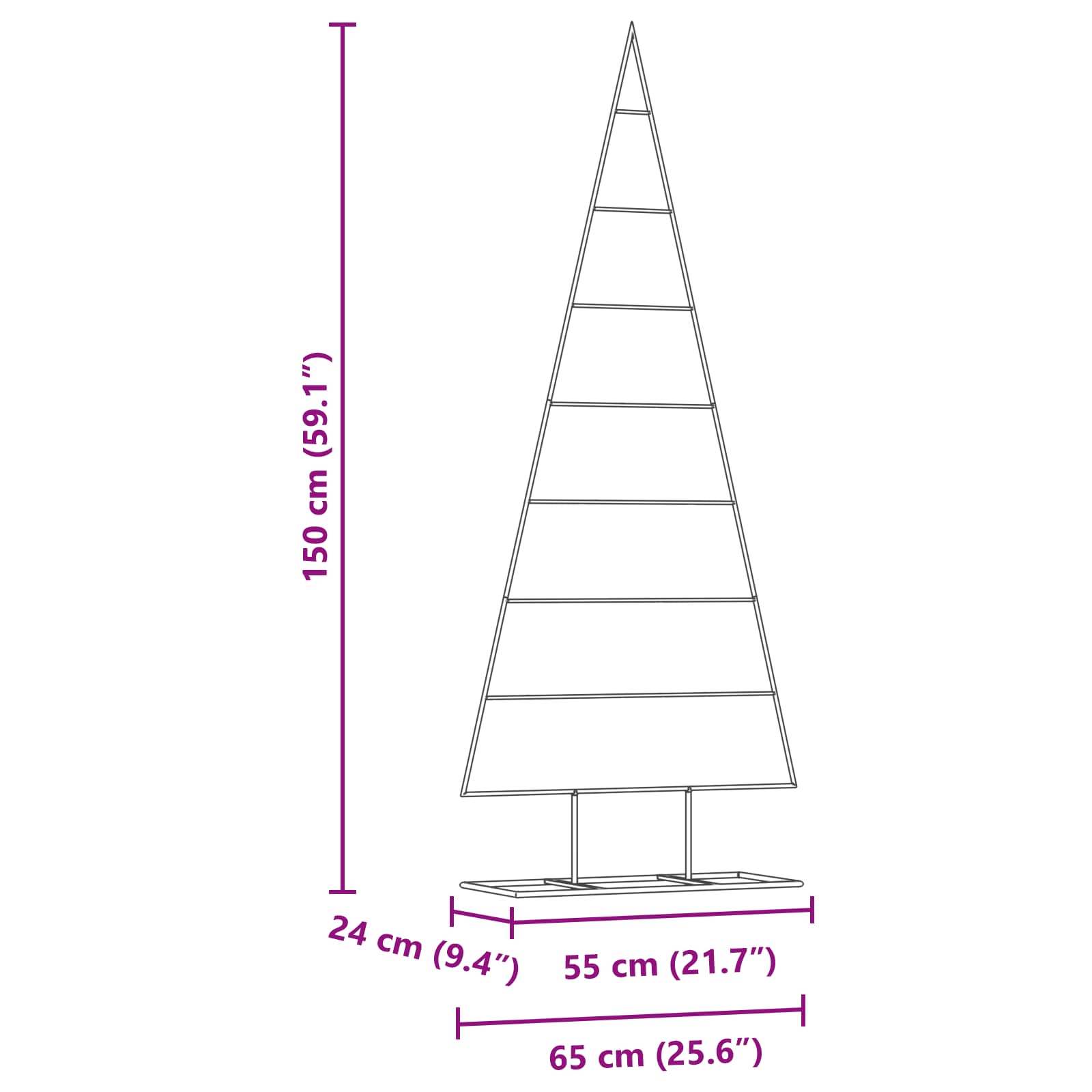 Μεταλλικό χριστουγεννιάτικο δέντρο με βάση Χρυσό 150 cm