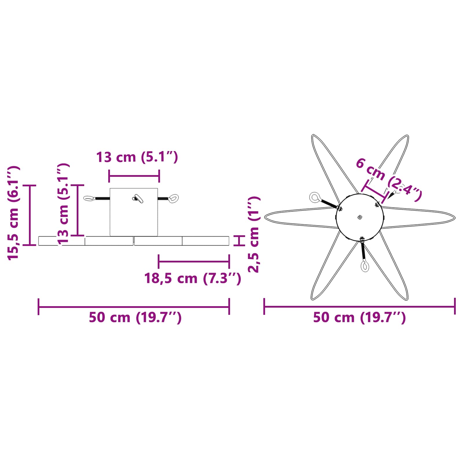 Βάση Χριστουγεννιάτικου Δέντρου 1.73 Κόκκινο 50 x 50 x 15,5 εκ.