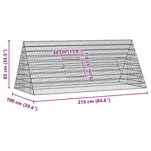 Κλουβί για κότες Ασημί 215 x 100 x 85 εκ. Γαλβανισμένος Χάλυβας