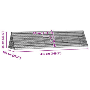 Κλουβί για κότες Ασημί 430 x 100 x 85 εκ. Γαλβανισμένος Χάλυβας