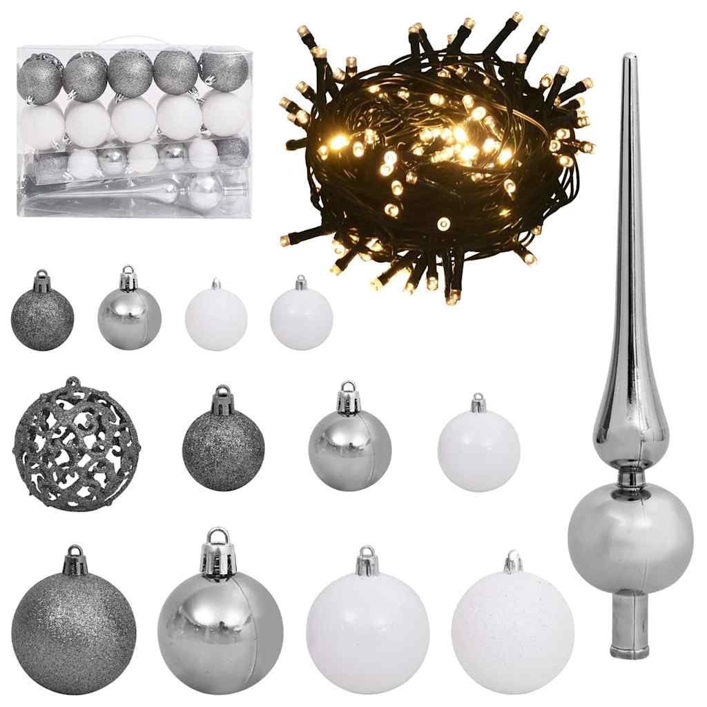 Τεχνητό Λεπτό Χριστουγεννιάτικο Δέντρο Πράσινο και Λευκό 150 cm