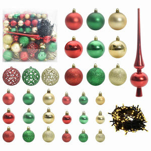 Τεχνητό Χριστουγεννιάτικο Δέντρο με Φώτα και Σετ Μπαλών 210 cm