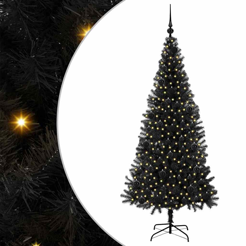 Χριστουγεννιάτικο Δέντρο με 300 LED με βάση Μαύρο 180 cm PVC