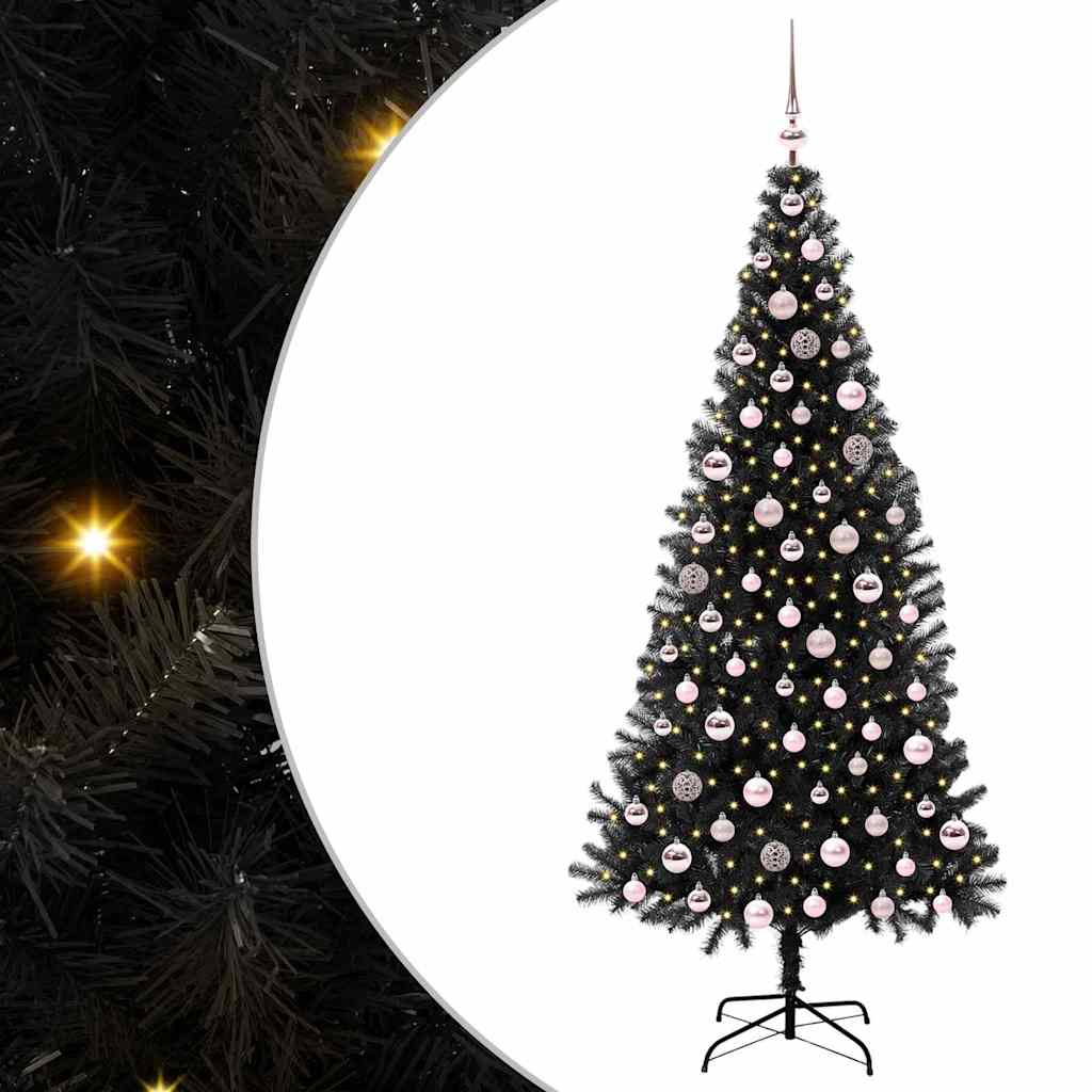 Χριστουγεννιάτικο Δέντρο με 300 LED με βάση Μαύρο 210 cm PVC