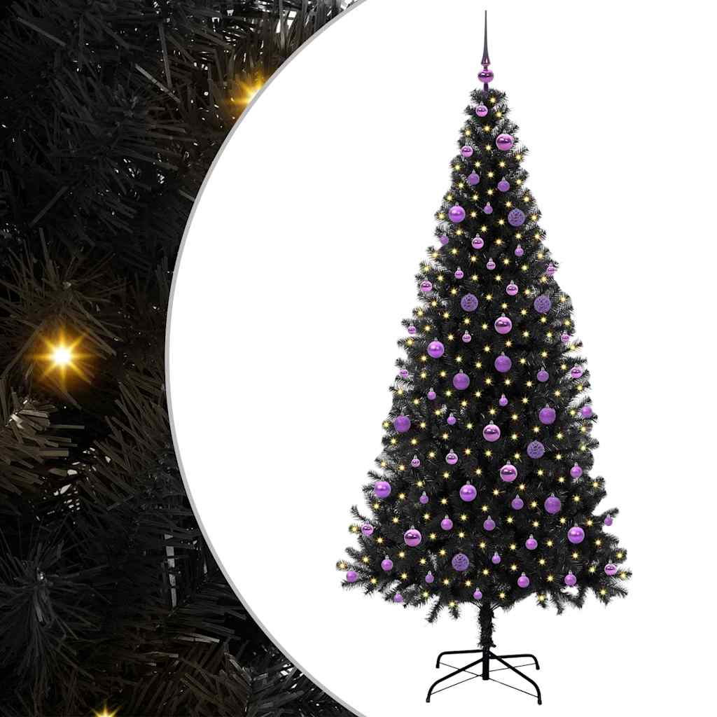 Χριστουγεννιάτικο Δέντρο με 300 LED με βάση Μαύρο 210 cm PVC
