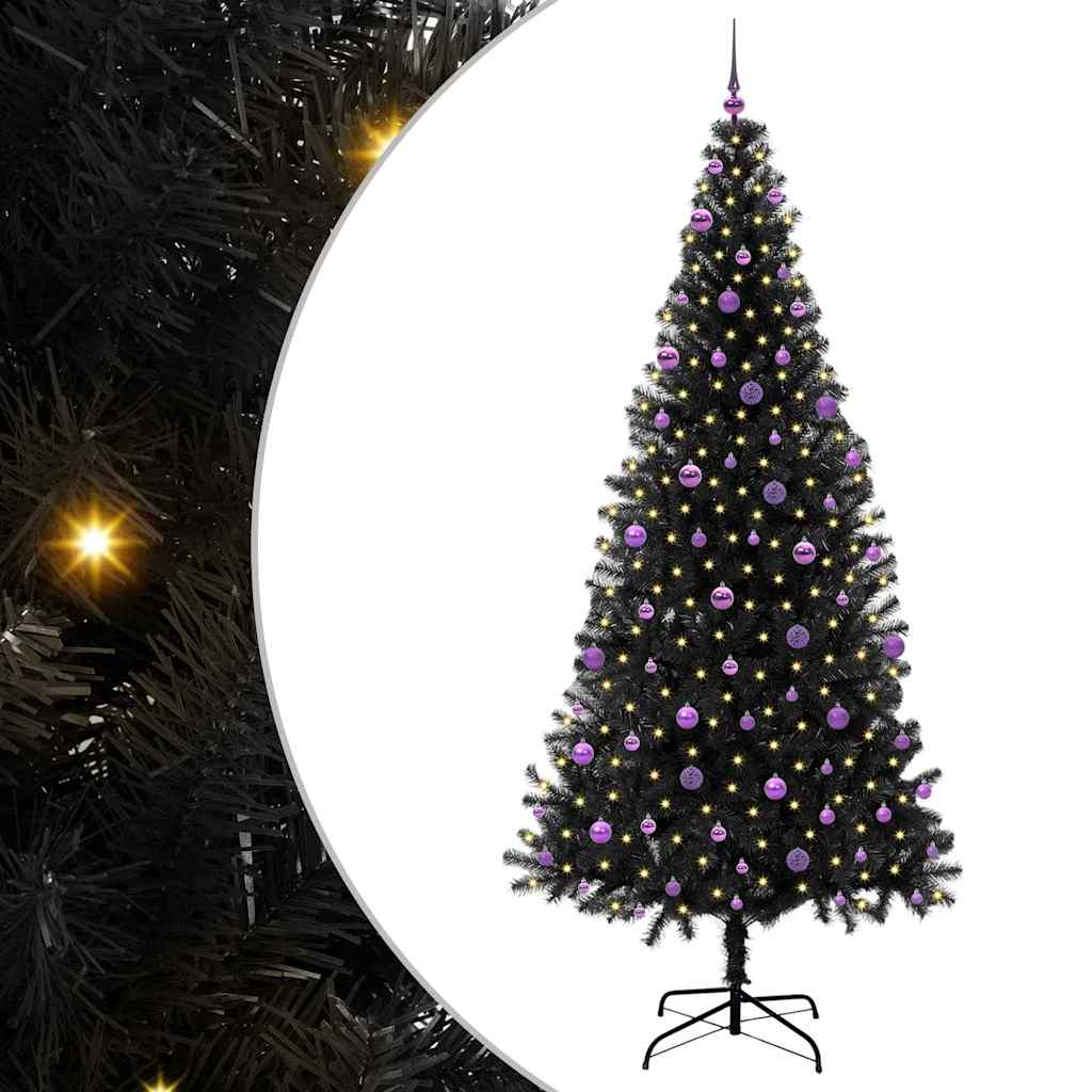 Χριστουγεννιάτικο Δέντρο με 300 LED με βάση Μαύρο 240 cm PVC - Pakobazaar