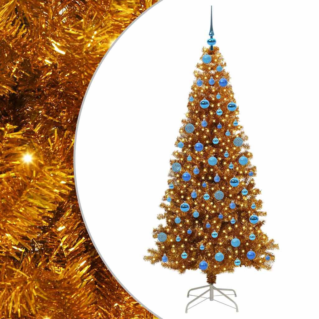 Χριστουγεννιάτικο Δέντρο με 300 LED με βάση Χρυσό 180 cm PET - Pakobazaar