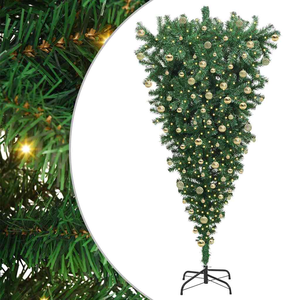 Αναποδο Christmas Tree με σετ μπαλών με βάση Πράσινο 180 cm PVC
