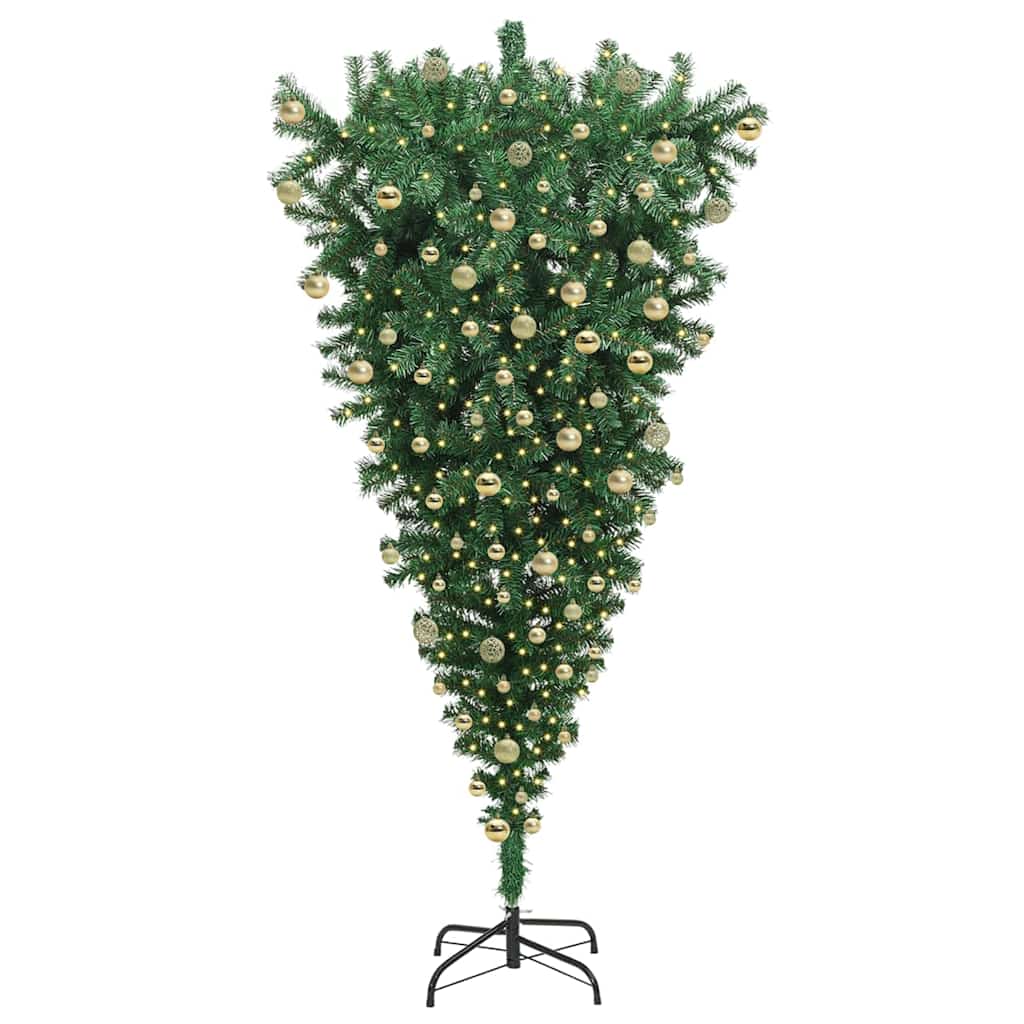 Αναποδο Christmas Tree με σετ μπαλών με βάση Πράσινο 180 cm PVC