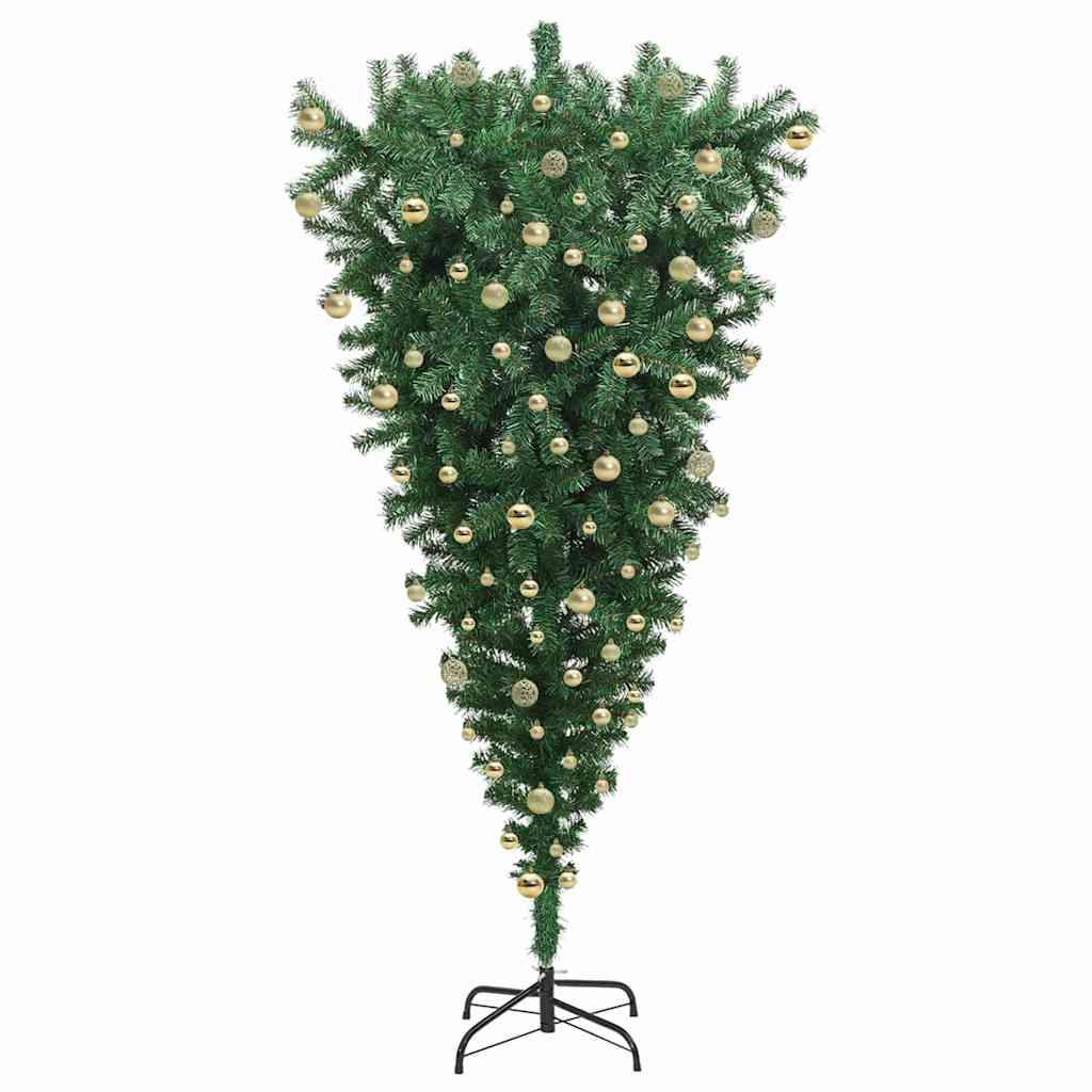 Αναποδο Christmas Tree με σετ μπαλών με βάση Πράσινο 180 cm PVC