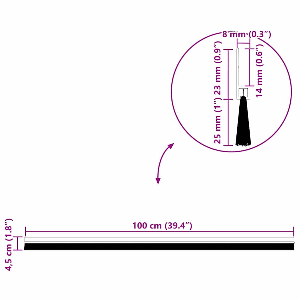 Αυτοκόλλητες σφραγίδες πόρτας 2 pcs Μαύρο 100 cm
