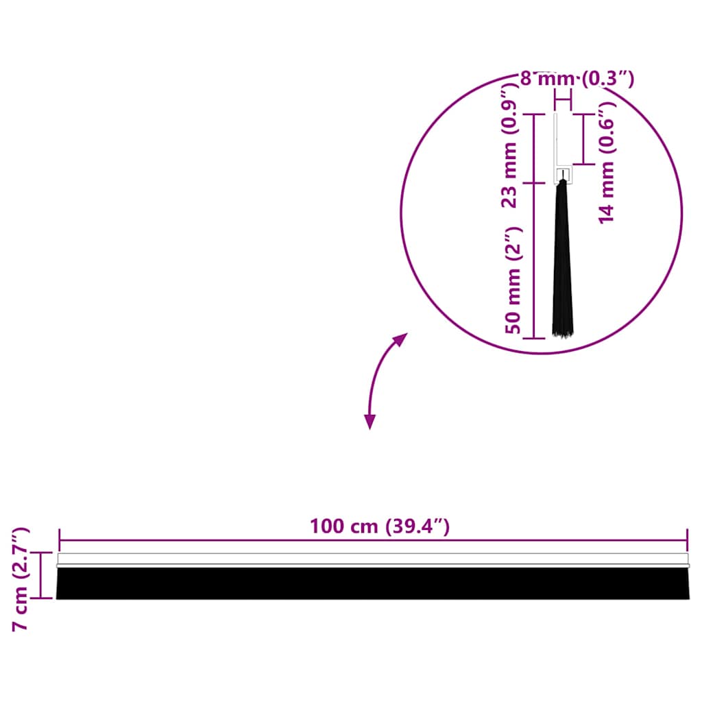 Αυτοκόλλητες σφραγίδες πόρτας 2 pcs Μαύρο 100 cm