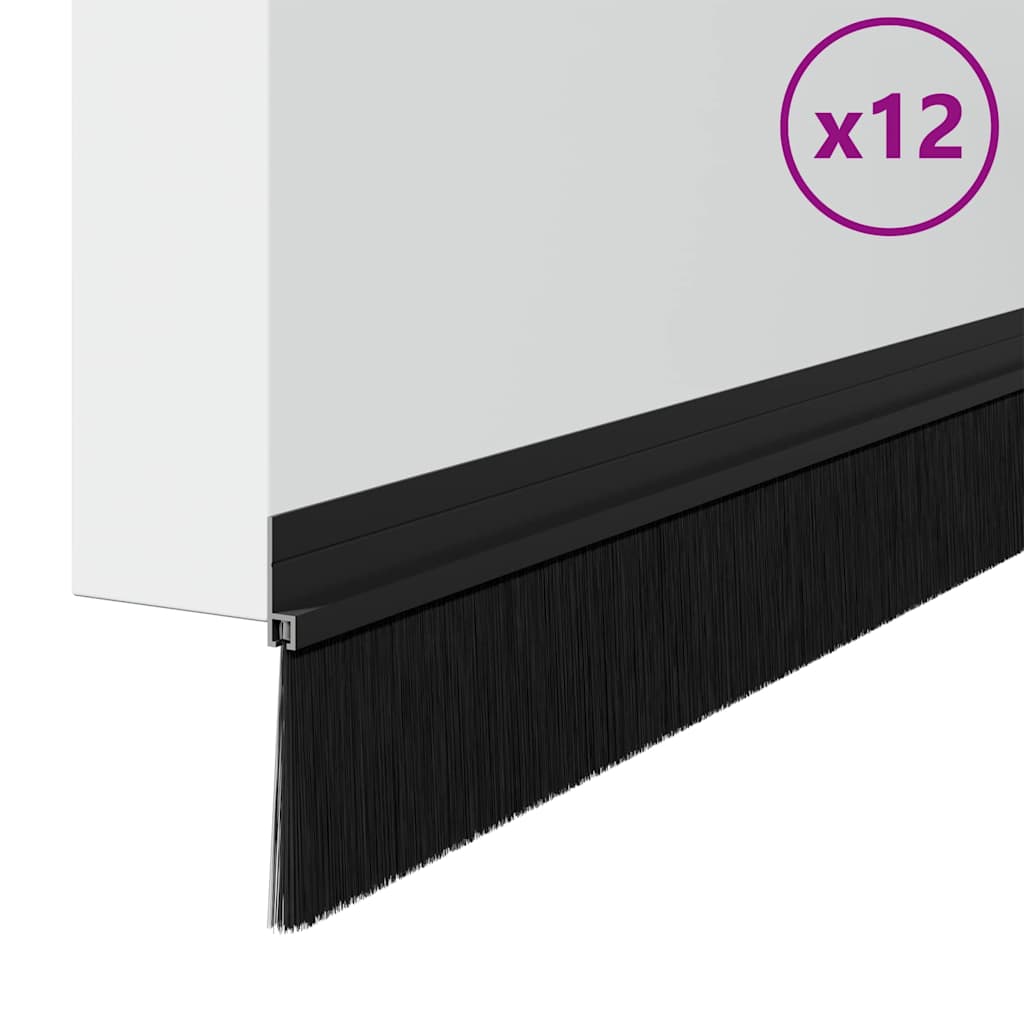 Αυτοκόλλητες σφραγίδες πόρτας 12 pcs Μαύρο 100 cm