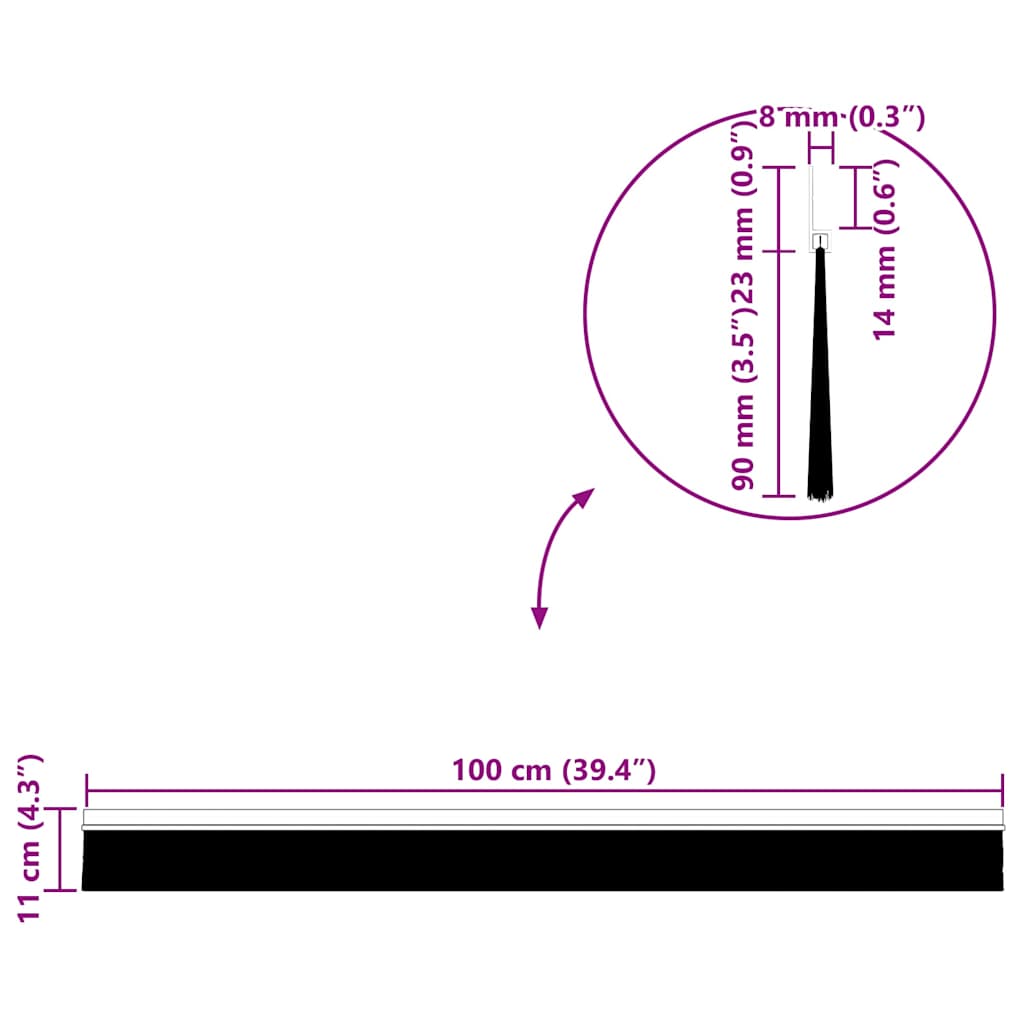 Αυτοκόλλητες σφραγίδες πόρτας 12 pcs Μαύρο 100 cm