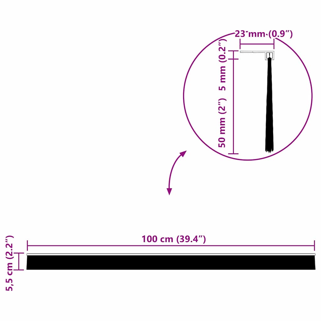 Αυτοκόλλητες σφραγίδες πόρτας 2 pcs Μαύρο 100 cm