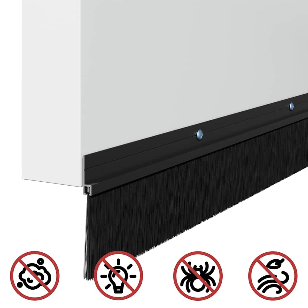 Σφραγίδες πόρτας με βούρτσες που προσαρτώνται 2 pcs Μαύρο