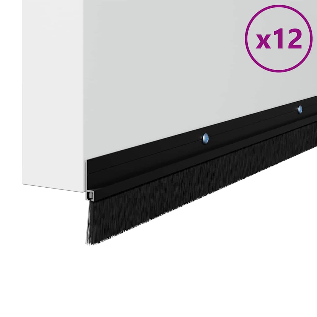 Σφραγίδες πόρτας με βούρτσες που προσαρτώνται 12 pcs Μαύρο