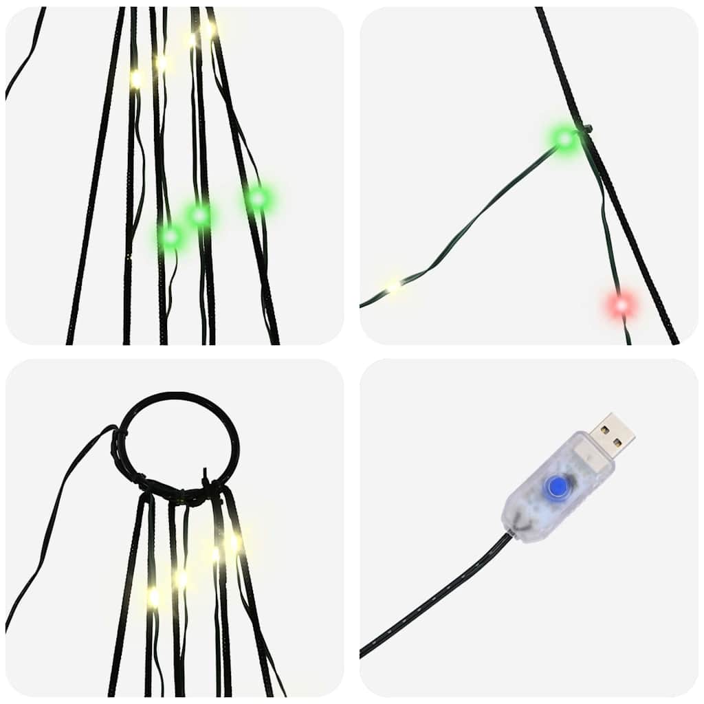 Χριστουγεννιάτικο Δέντρο LED με Σφήνες Εδάφους Πολύχρωμο 306 εκ - Pakobazaar