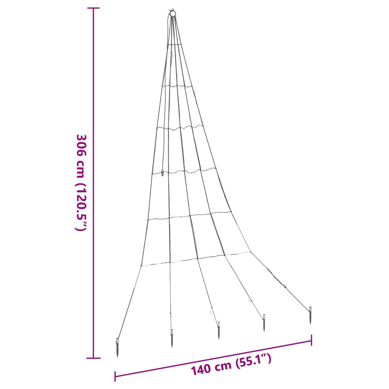 Χριστουγεννιάτικο Δέντρο LED με Σφήνες Εδάφους Πολύχρωμο 306 εκ - Pakobazaar