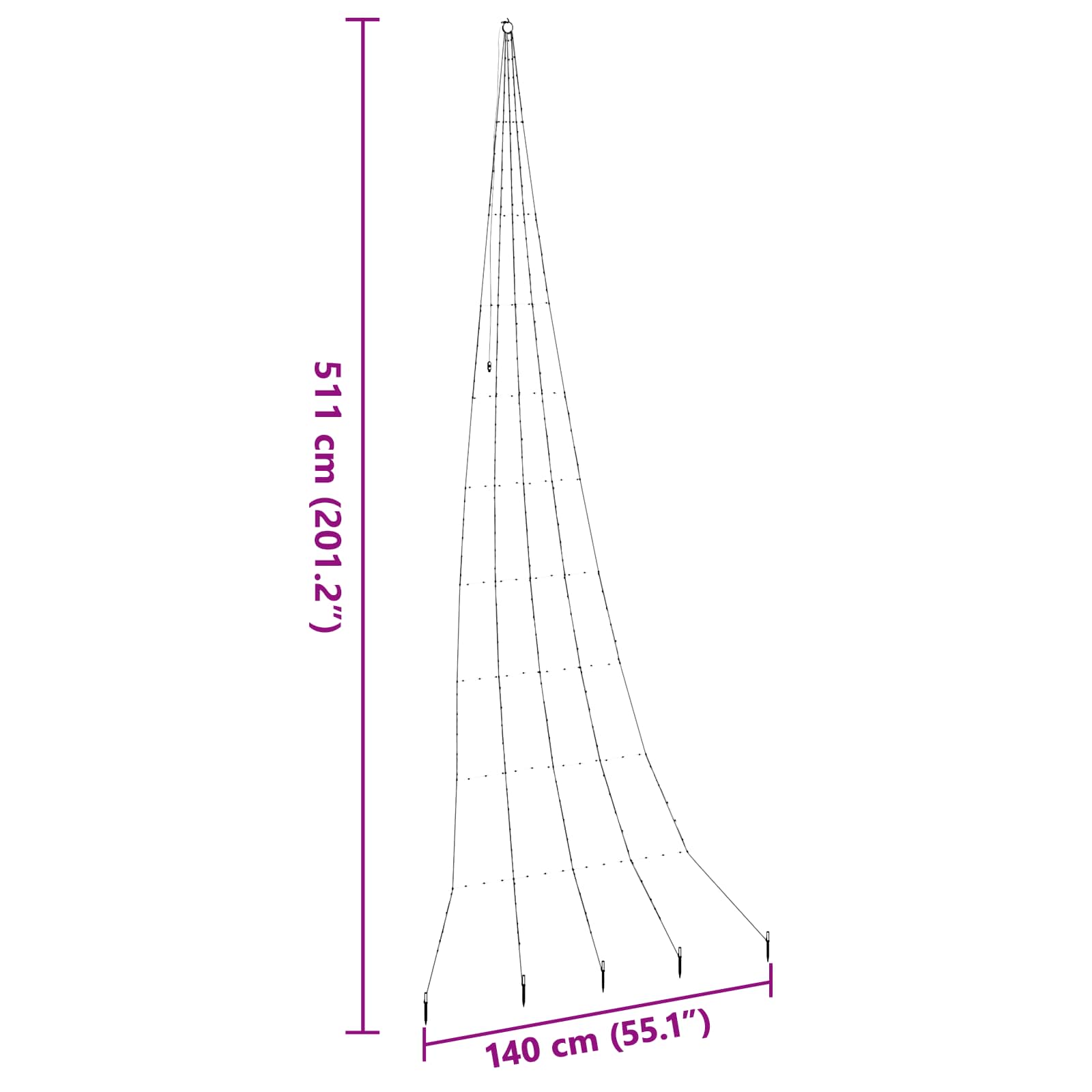 Χριστουγεννιάτικο Δέντρο LED με Σφήνες Εδάφους 511 εκ Μέταλλο - Pakobazaar