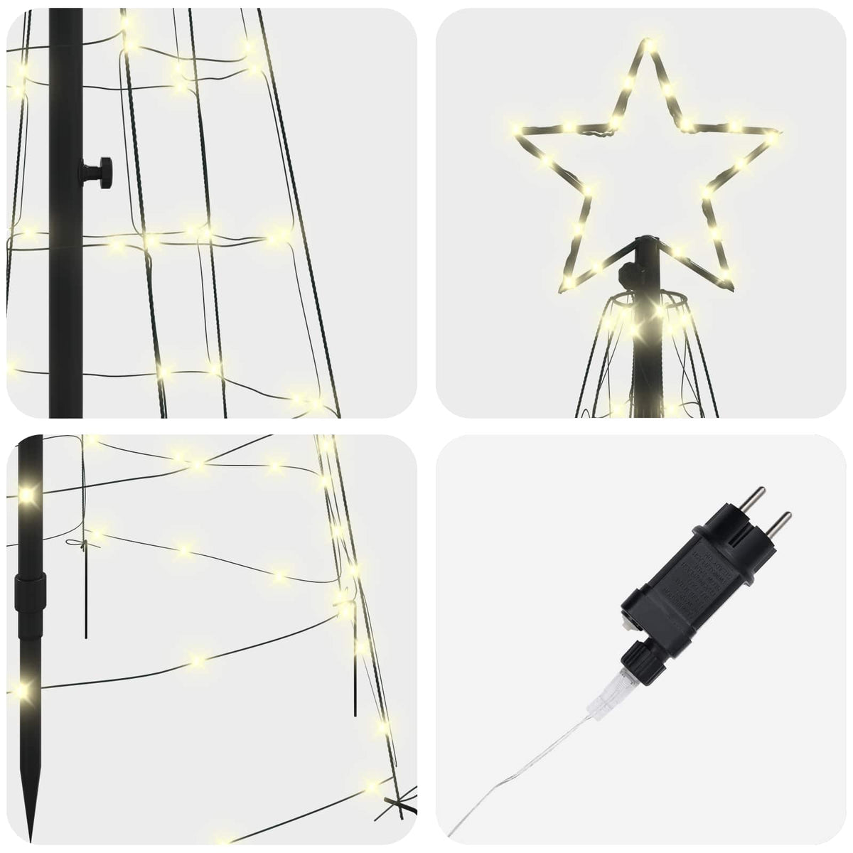 LED Χριστουγεννιάτικο Δέντρο 250 εκ. 390 LED Θερμό λευκό Ατσάλι - Pakobazaar