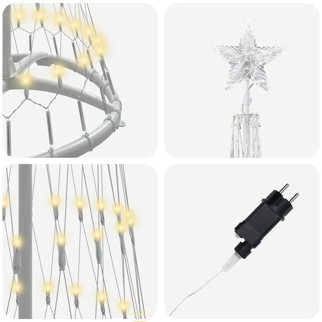 LED Χριστουγεννιάτικο Δέντρο Θερμό λευκό 51 x 51 x 190 εκ - Pakobazaar