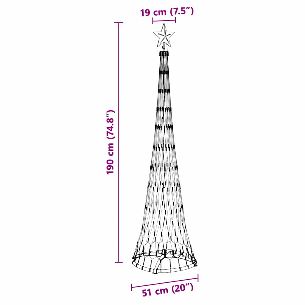 LED Χριστουγεννιάτικο Δέντρο Θερμό λευκό 51 x 51 x 190 εκ - Pakobazaar