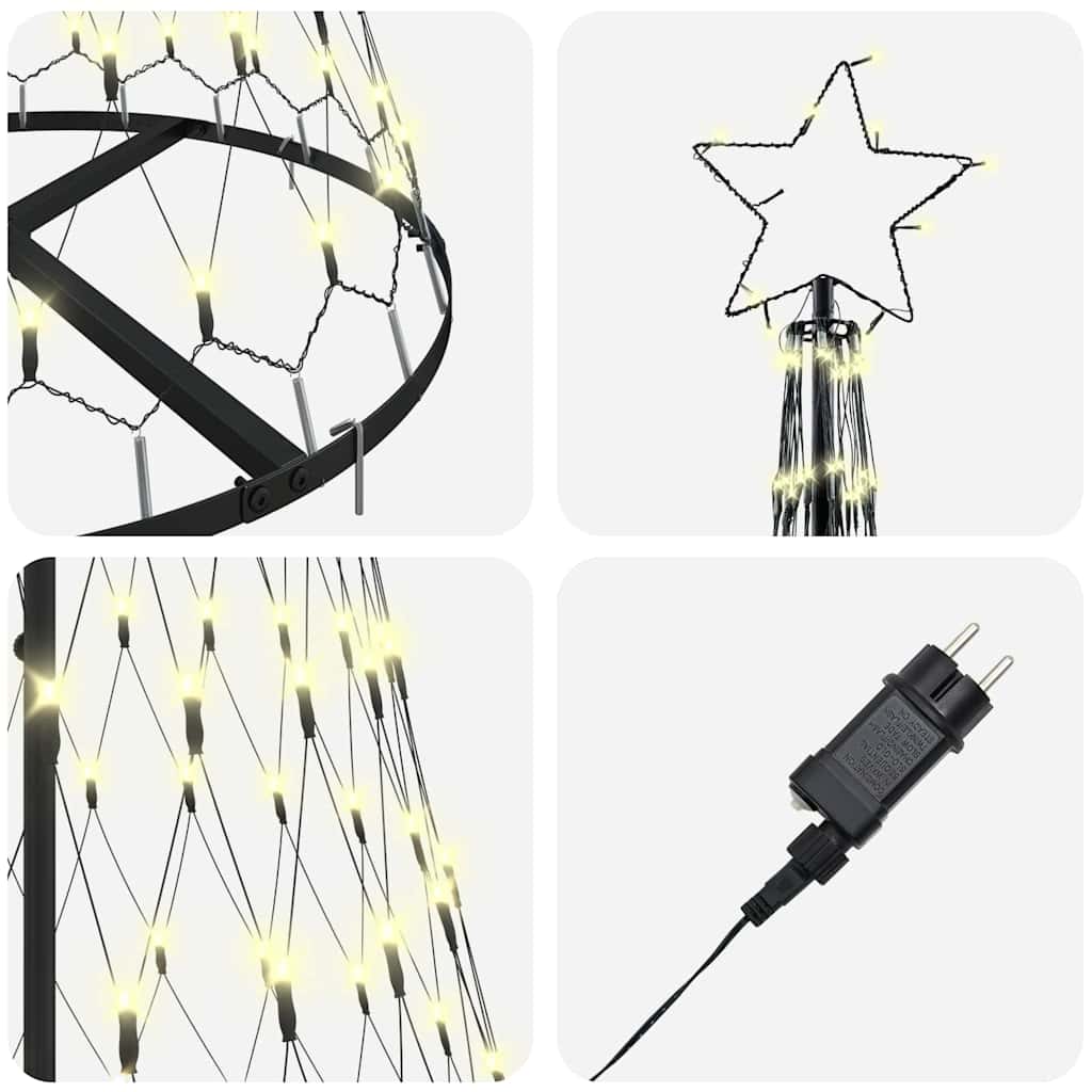 LED Χριστουγεννιάτικο Δέντρο Θερμό λευκό 184,5 εκ. Μέταλλο - Pakobazaar