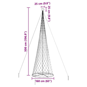 LED Χριστουγεννιάτικο Δέντρο Θερμό λευκό 500 cm Μέταλλο