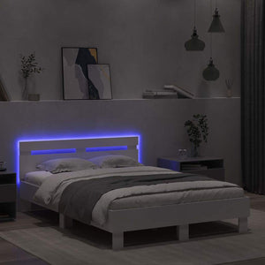 Σκελετός Κρεβατιού με led Λευκό 137 x 190 cm Επεξεργασμένο ξύλο - Pakobazaar