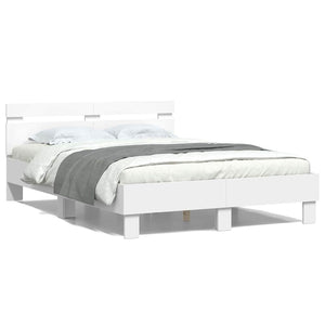 Σκελετός Κρεβατιού με led Λευκό 137 x 190 cm Επεξεργασμένο ξύλο - Pakobazaar