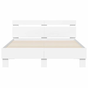 Σκελετός Κρεβατιού με led Λευκό 137 x 190 cm Επεξεργασμένο ξύλο - Pakobazaar