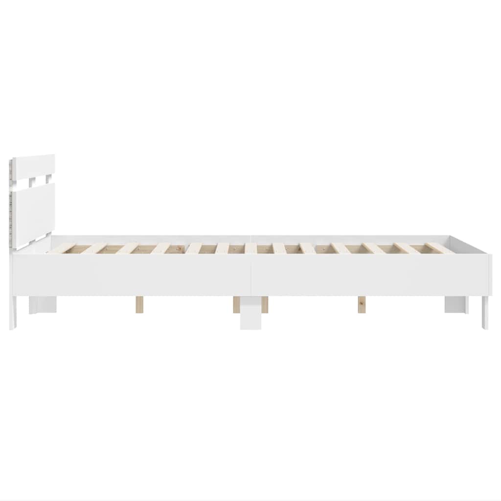 Σκελετός Κρεβατιού με led Λευκό 137 x 190 cm Επεξεργασμένο ξύλο - Pakobazaar